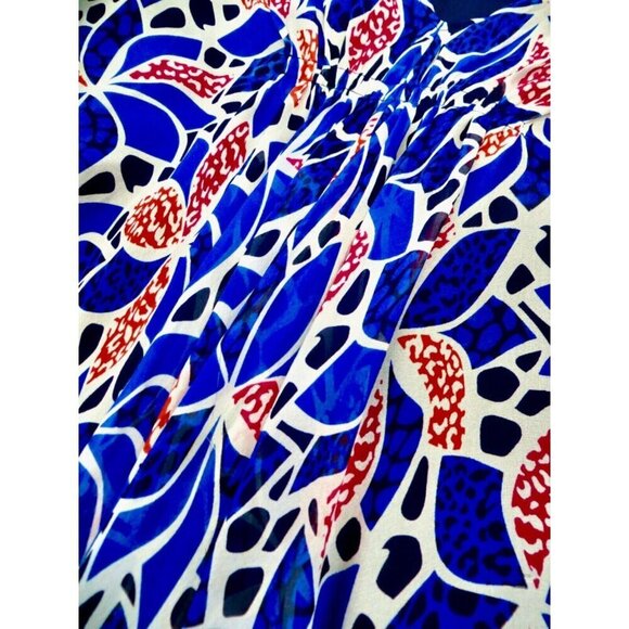 NEW! Diane Von Furstenberg Fleurette Silk Chiffon Dress Ocelot Floral Blue SZ 4 - Picture 7 of 10